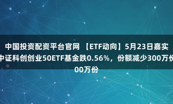 中国投资配资平台官网 【ETF动向】5月23日嘉实中证科创创业50ETF基金跌0.56%，份额减少300万份